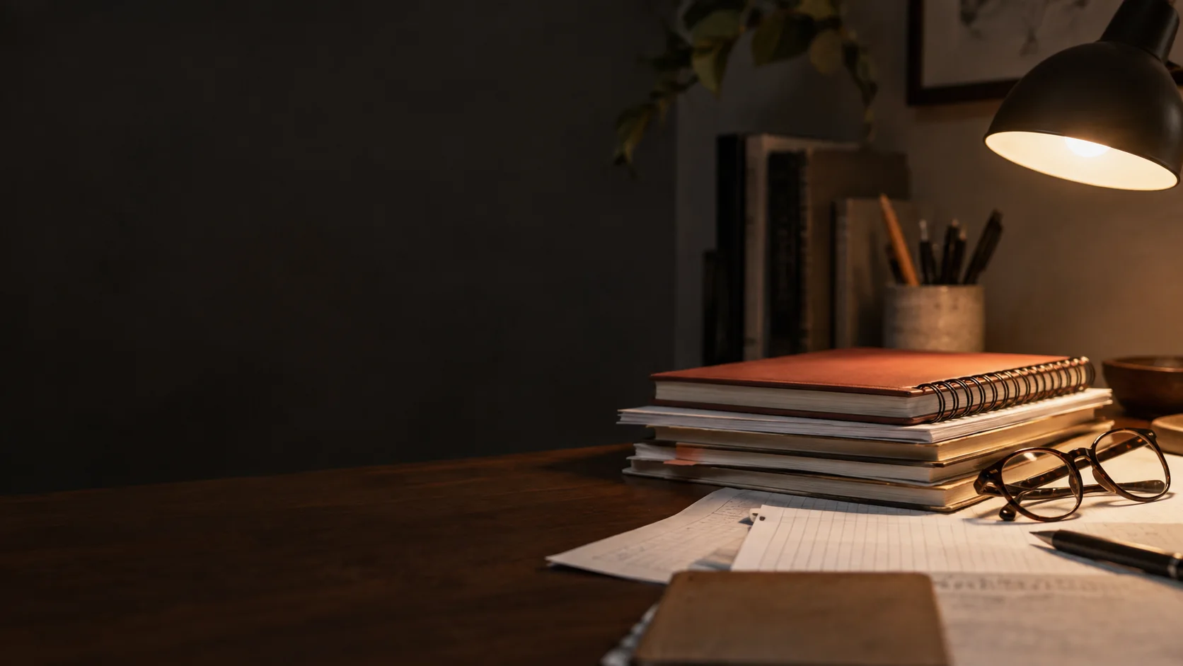 Course learning materials arranged on a desk